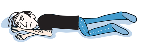 Framstupa sidoläge Man i framstupa sidoläge